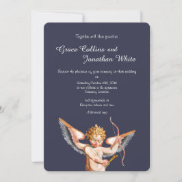 Invitación a la boda de arte cupido de Italia