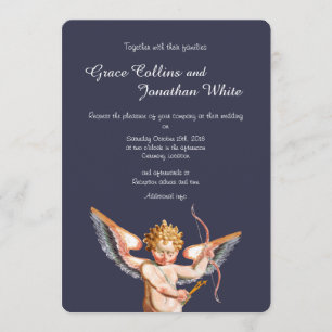 Invitación a la boda de arte cupido de Italia