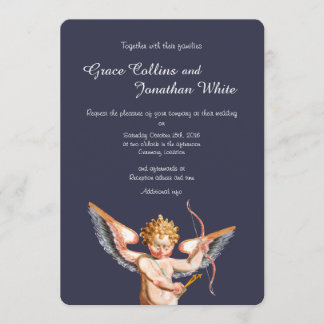 Invitación a la boda de arte cupido de Italia