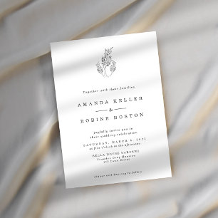 Invitación a la boda de arte de la línea botánica