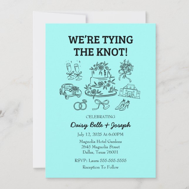 Invitación a la boda de arte de la línea caprichos (Anverso)