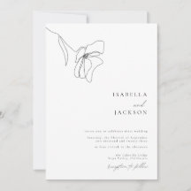 Invitación a la boda de arte de la línea floral mi