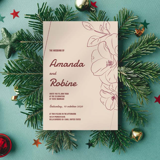 Invitación a la boda de arte de la línea floral mi (Subido por el creador)