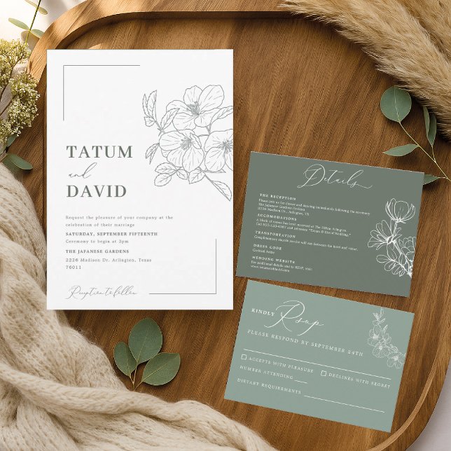 Invitación a la boda de arte de la línea floral mi (Subido por el creador)