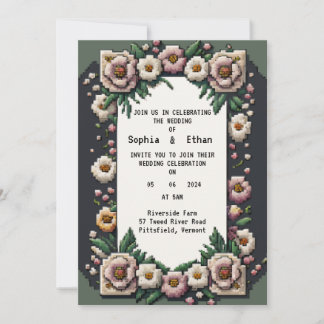 Invitación a la boda de arte de Pixel