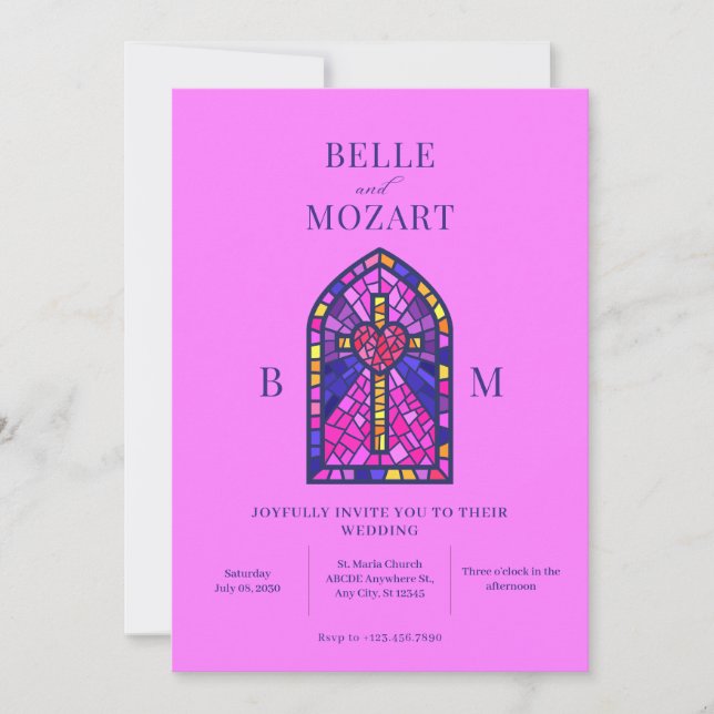 Invitación a la boda de arte de vidrio manchado de (Anverso)