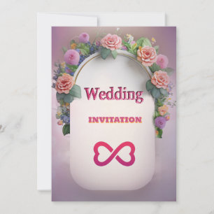 Invitación a la boda de arte floral rosa de lujo