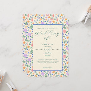 Invitación a la boda de arte folclórico con motivo