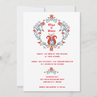 Invitación a la boda de arte folclórico escandinav