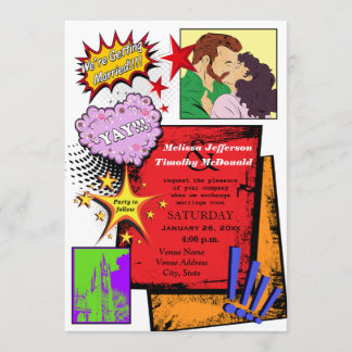 Invitación a la boda de arte pop
