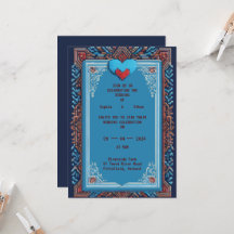 Invitación a la boda de arte Royal Pixel