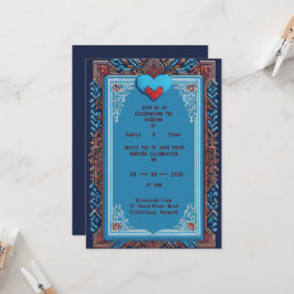 Invitación a la boda de arte Royal Pixel