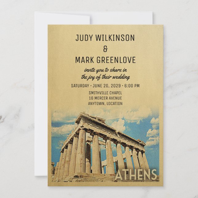 Invitación a la boda de Atenas Grecia (Anverso)