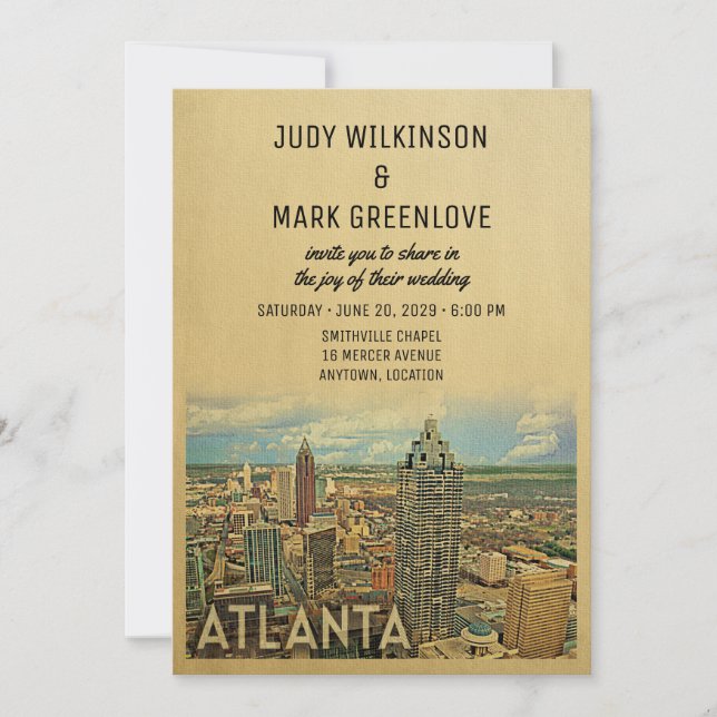 Invitación a la boda de Atlanta Georgia (Anverso)