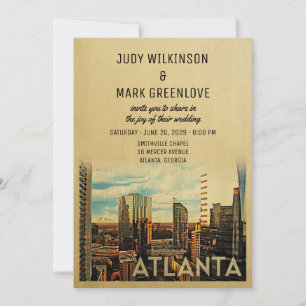 Invitación a la boda de Atlanta Vintage a mediados