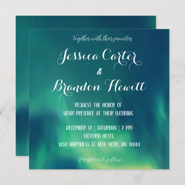 Invitación a la boda de Aurora Borealis (Anverso / Reverso)