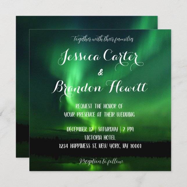 Invitación a la boda de Aurora Borealis (Anverso / Reverso)