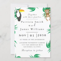Invitación a la boda de aves con dinero de follaje