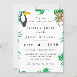 Invitación a la boda de aves con dinero de follaje