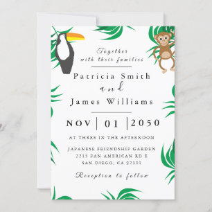 Invitación a la boda de aves con dinero de follaje