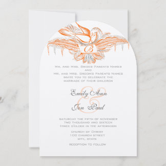 Invitación a la Boda de Aves con Flúor de Vintage