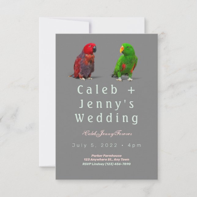 Invitación a la boda de Aves Cutas (Anverso)