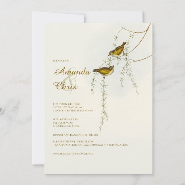 Invitación a la boda de Aves de Amor (Anverso)