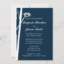 Invitación a la boda de aves de árbol de aves - az