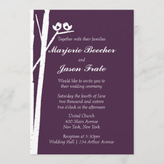 Invitación a la boda de aves de árbol de aves - Pl