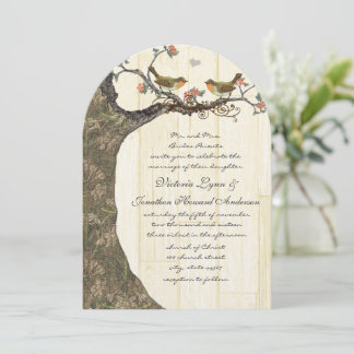 Invitación a la boda de aves de corral y aves gris