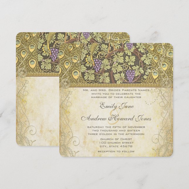 Invitación a la boda de aves pastorales de estilo  (Anverso / Reverso)