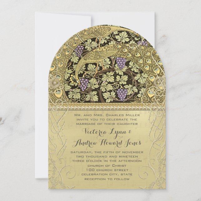 Invitación a la boda de aves pastorales de estilo  (Anverso)