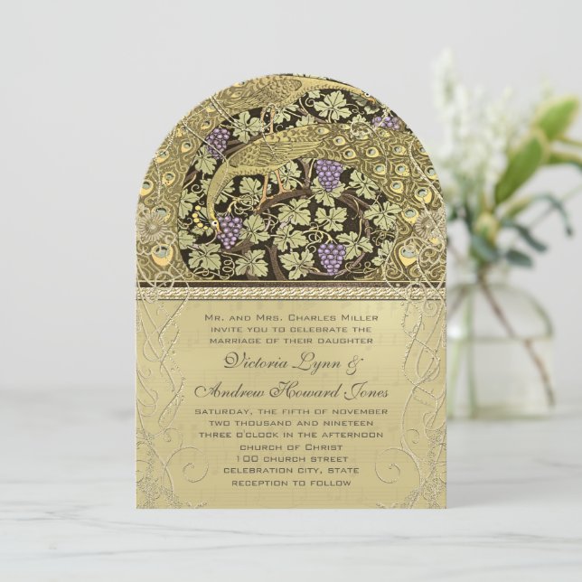 Invitación a la boda de aves pastorales de estilo  (Anverso de pie)