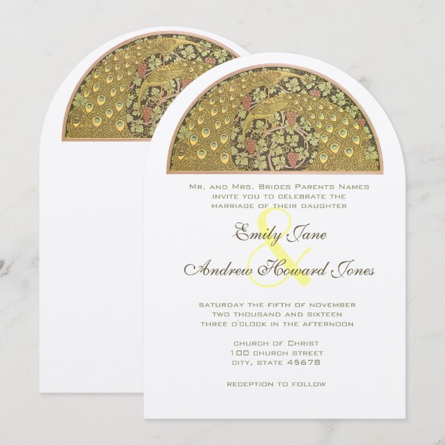 Invitación a la boda de aves pastorales de estilo  (Anverso / Reverso)