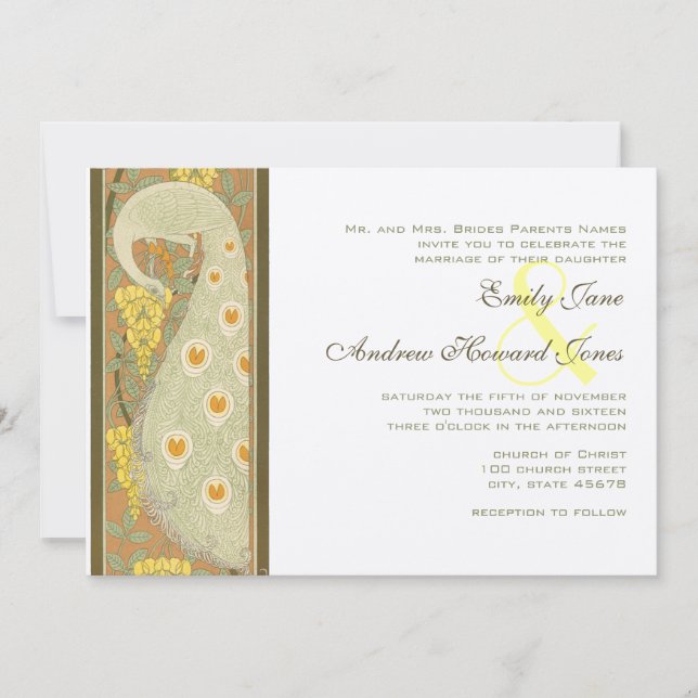 Invitación a la boda de aves pastorales de estilo  (Anverso)