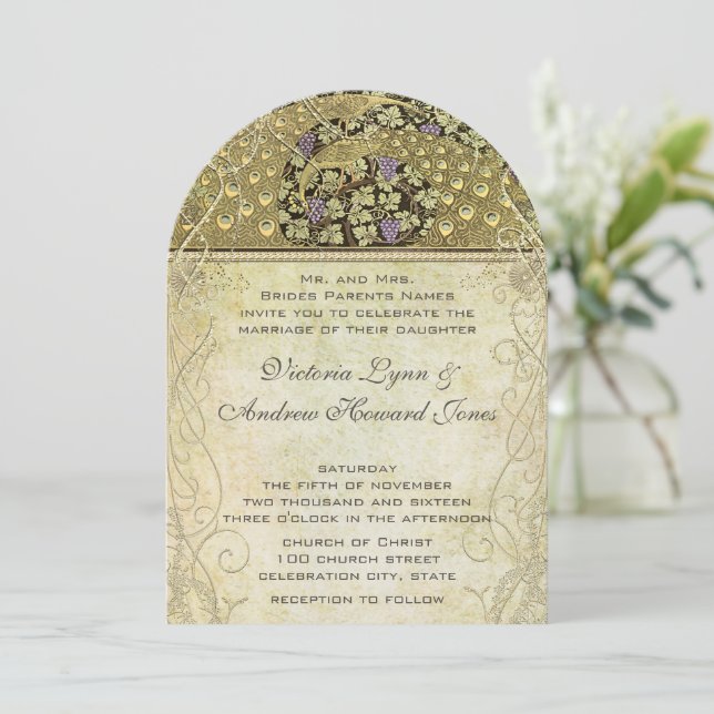 Invitación a la boda de aves pastorales de estilo  (Anverso de pie)