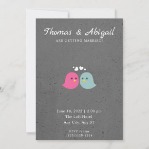 Invitación a la boda de aves románticas
