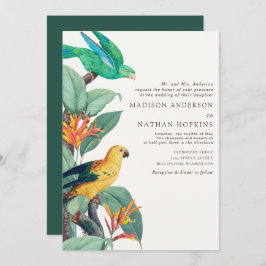 Invitación a la boda de aves tropicales blancas