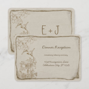 Invitación a la Boda de Aves Vintage de Oro