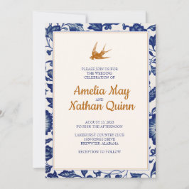 Invitación a la Boda de Aves Vintage en Elegante A