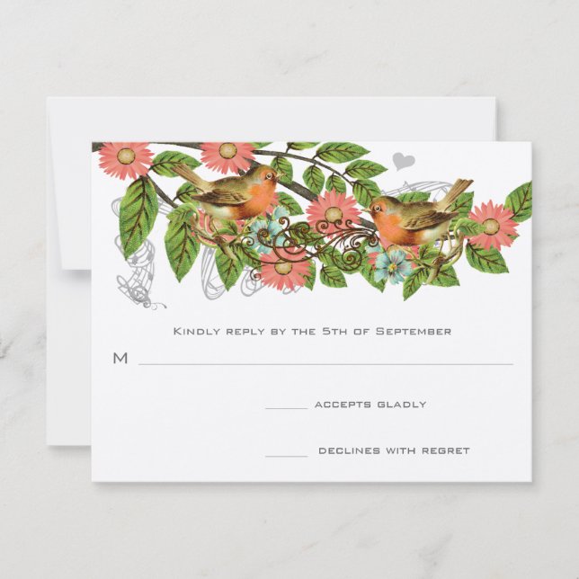 Invitación a la boda de aves vitícolas de Apple Aq (Anverso)