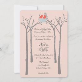 Invitación a la boda de aves y árboles modernos
