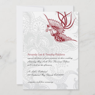 Invitación a la boda de aves y flores
