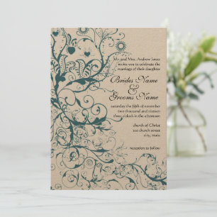 Invitación a la boda de aves y nalgas verde azulad