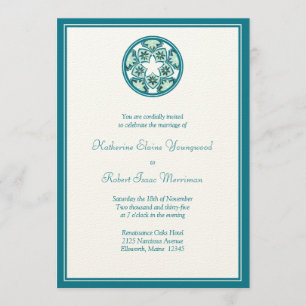 Invitación a la boda de azulejos florales Aquamari