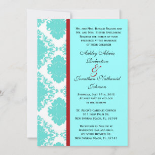 Invitación a la boda de Baby Blue Damask