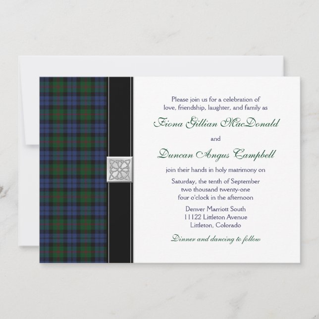 Invitación a la boda de Baird Tartan (Anverso)