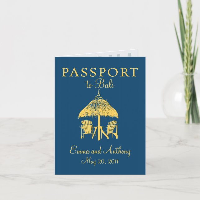 Invitación a la boda de Bali Passport (Anverso)