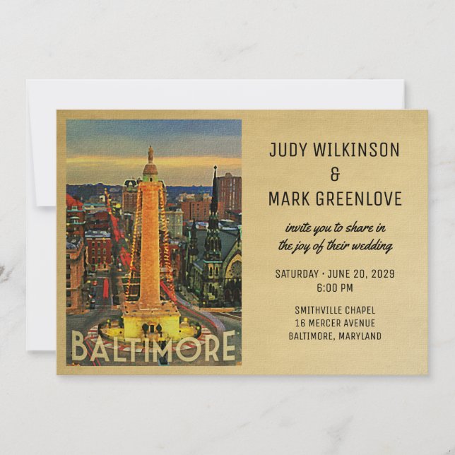 Invitación a la boda de Baltimore Vieja a mediados (Anverso)