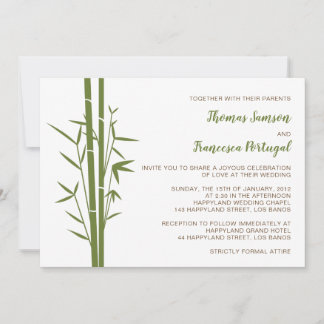 Invitación a la boda de bambú en Japón
